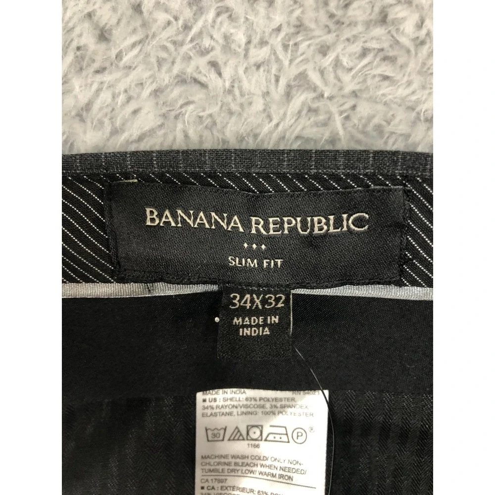 Banana Republic Pants Mens 36x31 Gray NWT Dress Plaid Slim Fit